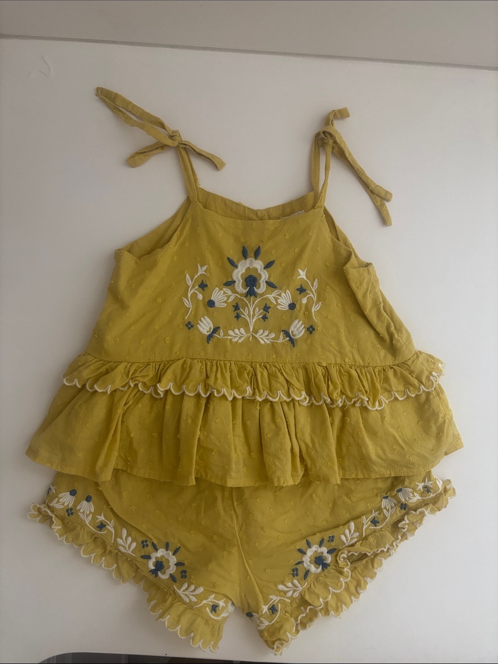 Lali Mustard Yellow Embroidered Ruffle set